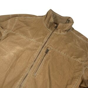 KUHL Burr Men's XL Tan Canvas Jacket Patina Finish 100% Combed Cotton